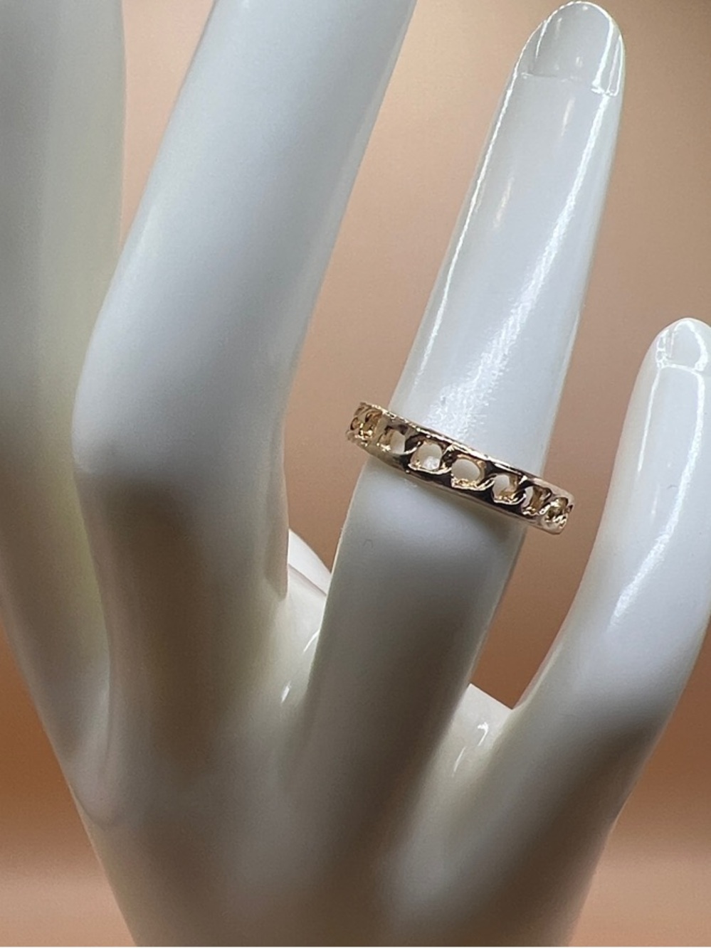 Gold Tone Chain Link Band Ring - Elegant Women's Jewelry